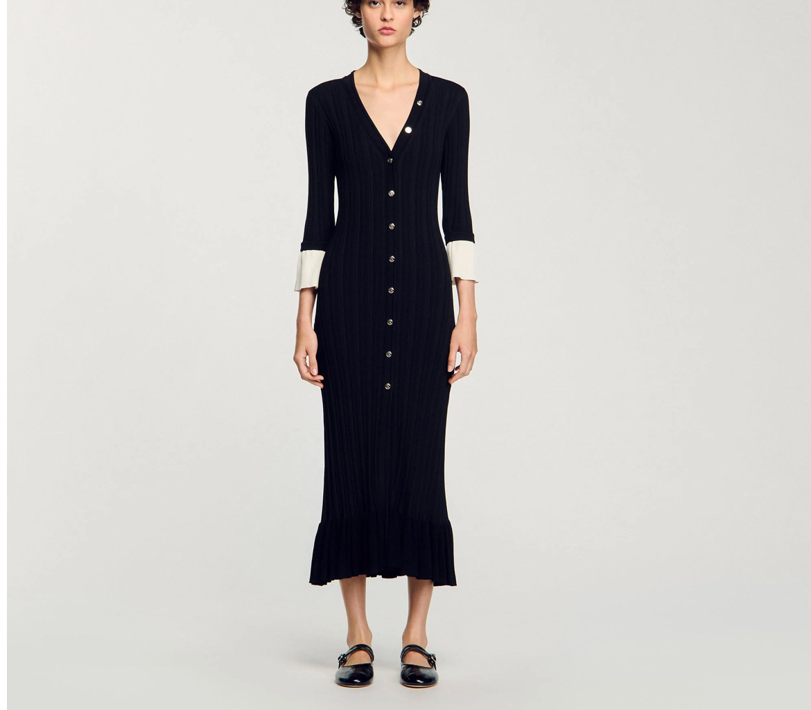 sandro★ROBE LONGUE EN MAILLE BICOLORE ワンピース