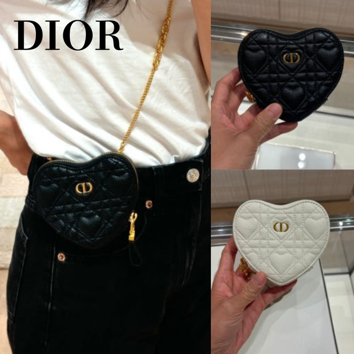 国内直営【DIOR】Dioramour Dior Caro チェーン ハート ポーチ