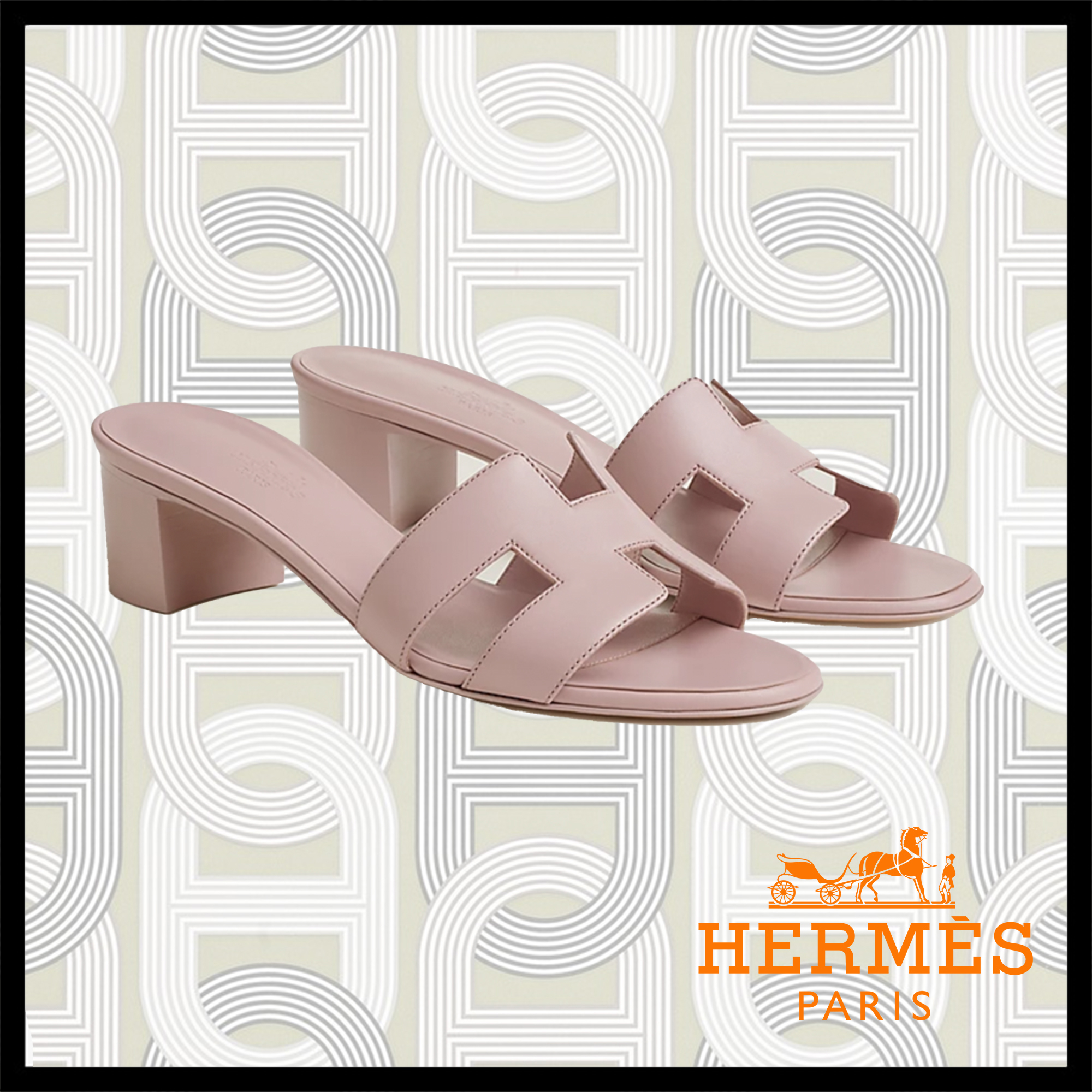 【お洒落で可愛い】HERMES ヒールサンダル OASIS ローズ 人気!Hermes☆サンダル Oasis rose cancan (HERMES/サンダル