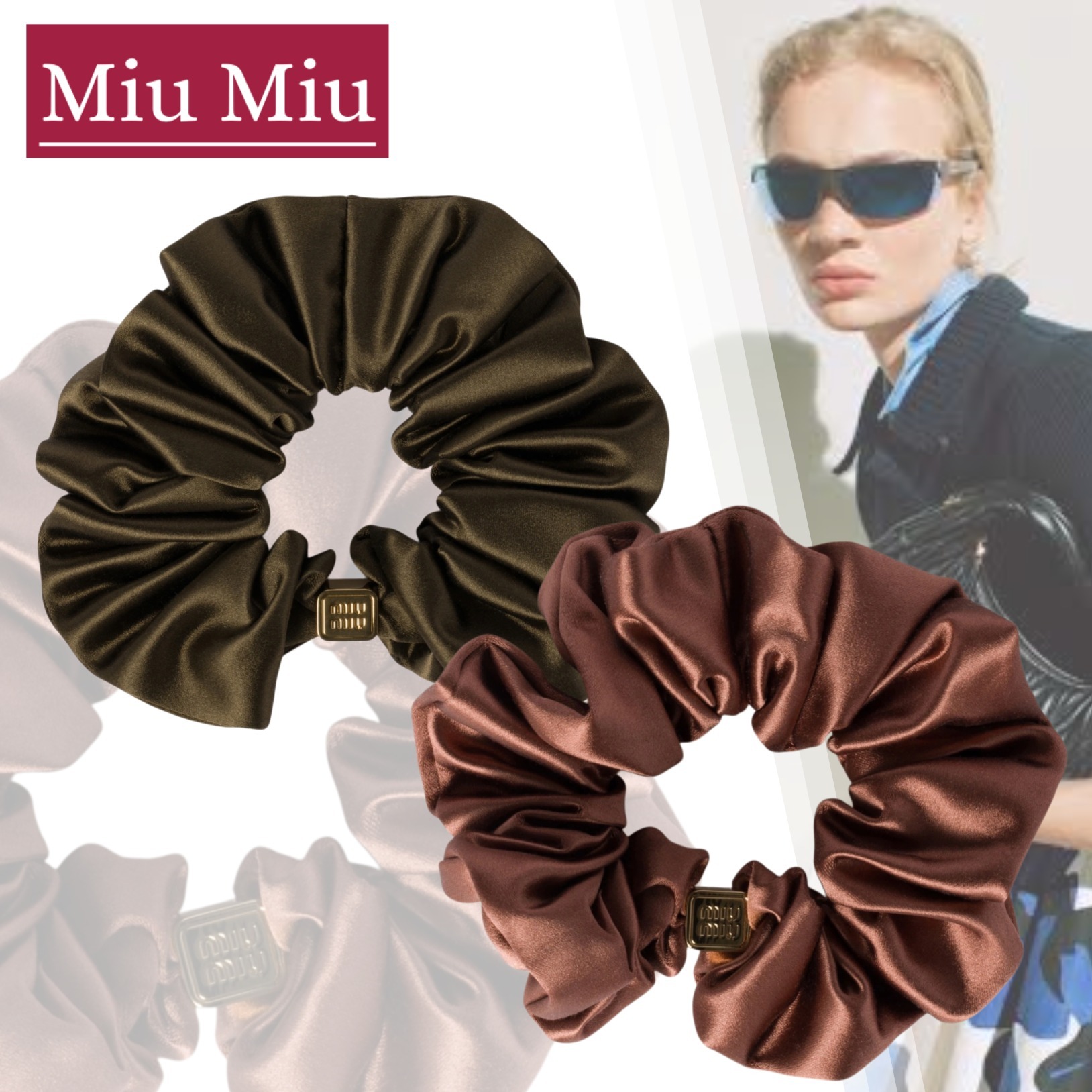 国内直営★ギフトに【MIU MIU】サテン シュシュ 送料込