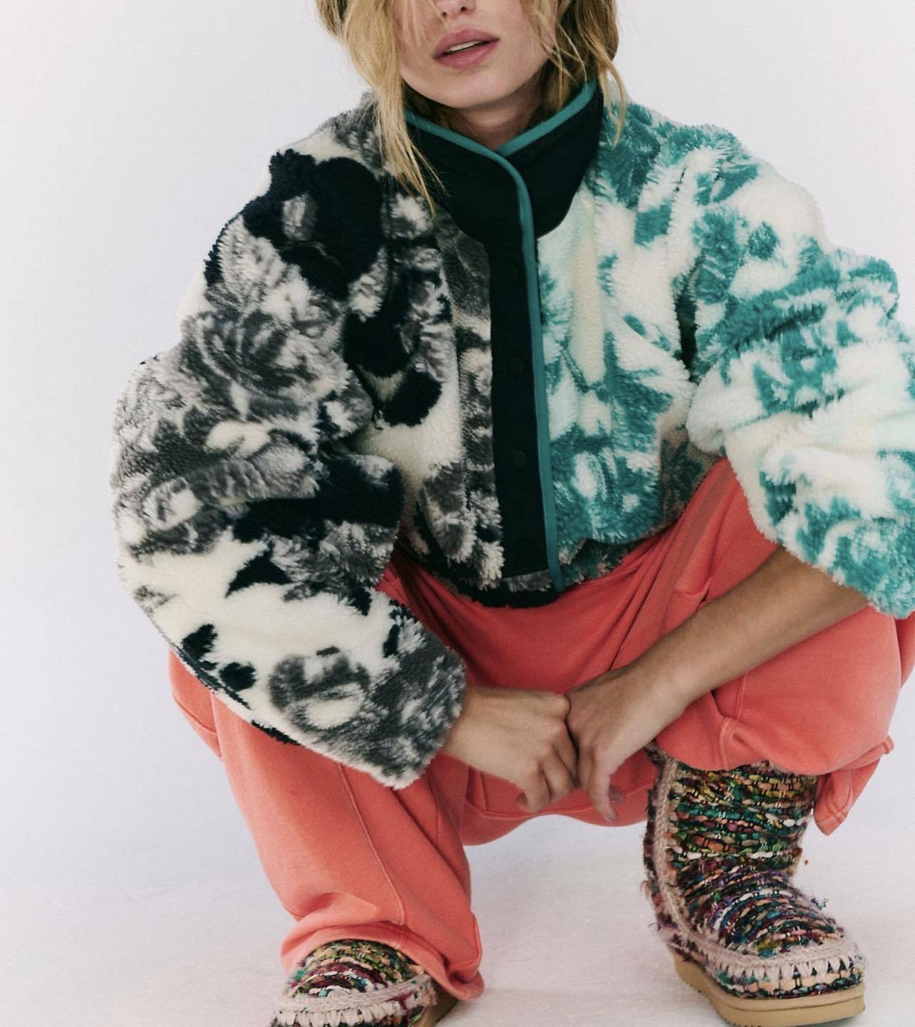 Free People ★ Hit The Slopes Printed Fleece Jacket