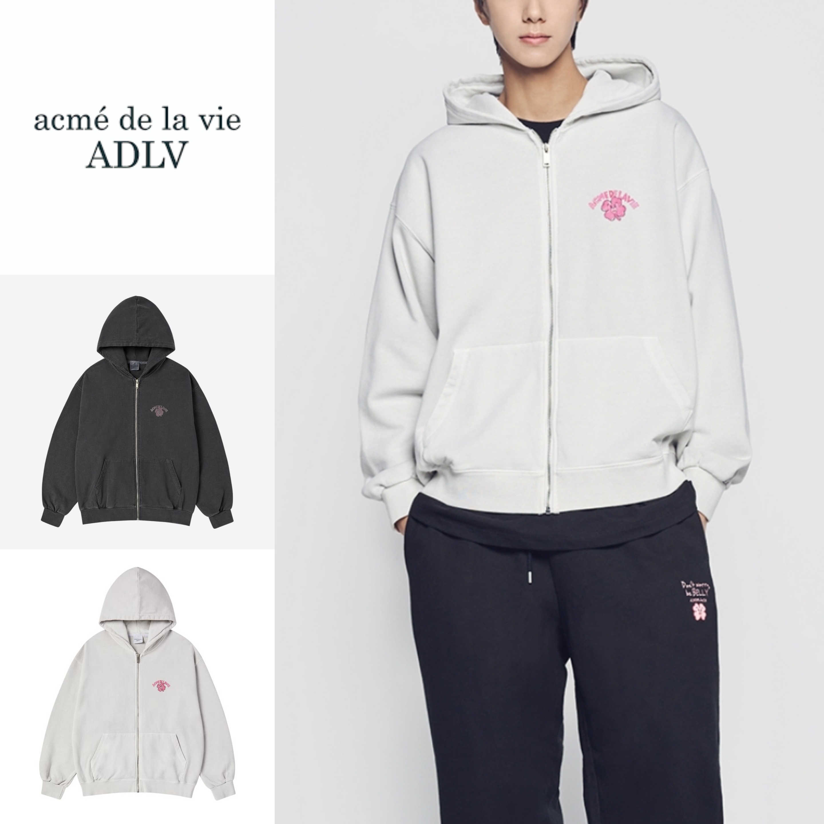 パーカー・フーディ ACME DE LA VIE CLOVER BELLY PIGMENT HOODIE ZIP UP