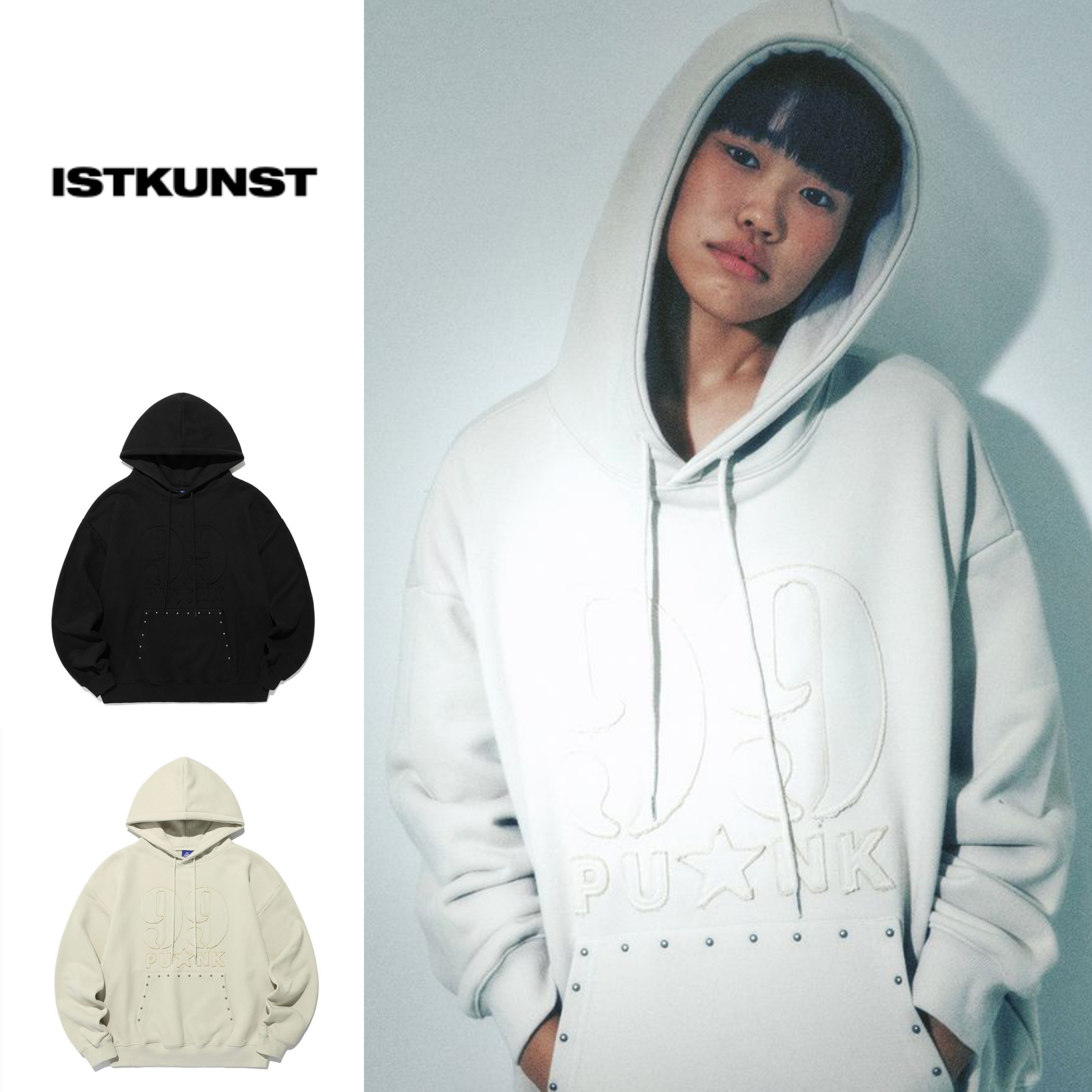 さらに100円引き◆ISTKUNST◆99 PUNK APPLIQUE HOODIE