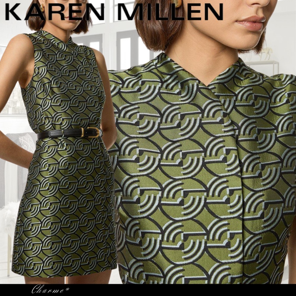 KAREN MILLEN ドレス ワンピース ノースリーブ ベルト ミニ丈