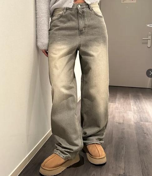デニム・ジーパン IONSEOUL Thirty gray teen washed denim pants JE680