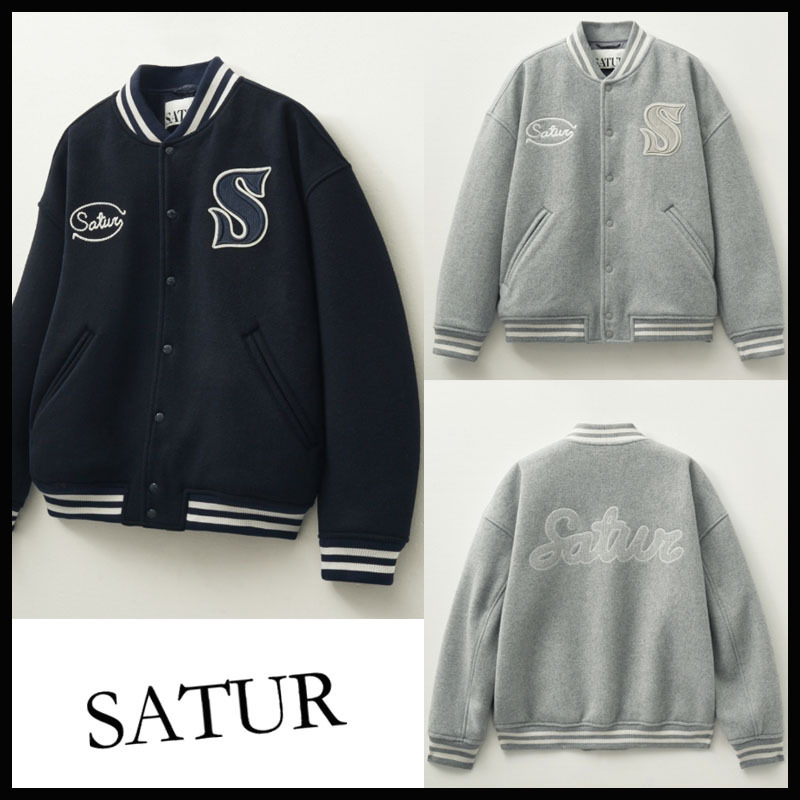 ★ SATUR ★S APPLIQUE WOOL VARSITY JACKET