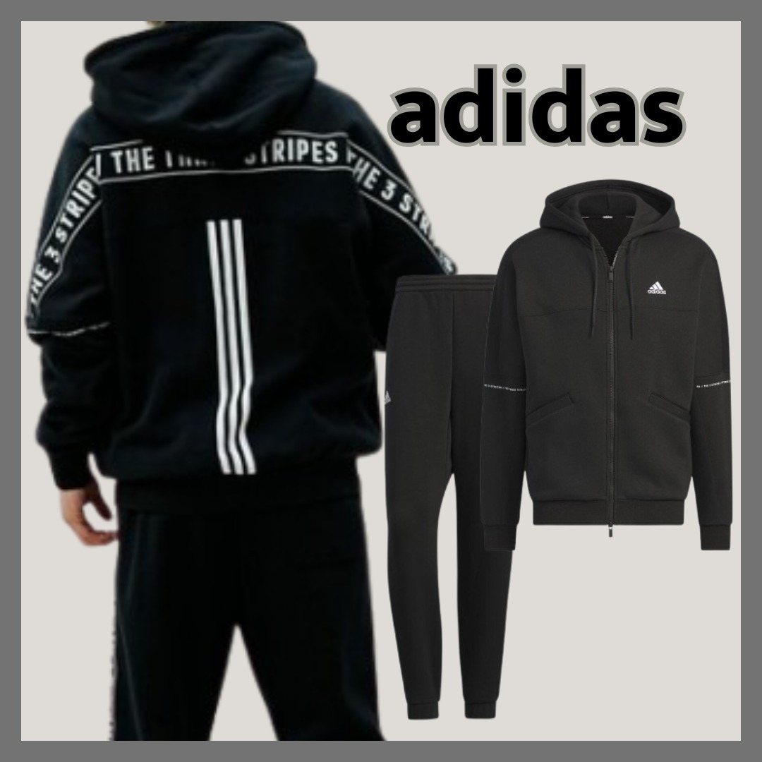 adidas☆セットアップ ルーズフィット パーカー パンツ ブラック