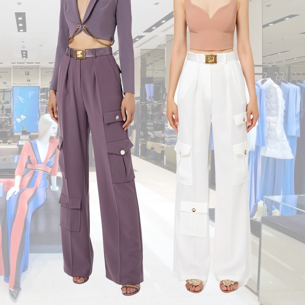 【希少】ELISABETTA FRANCHI ベルト付き カーゴパンツ 2色