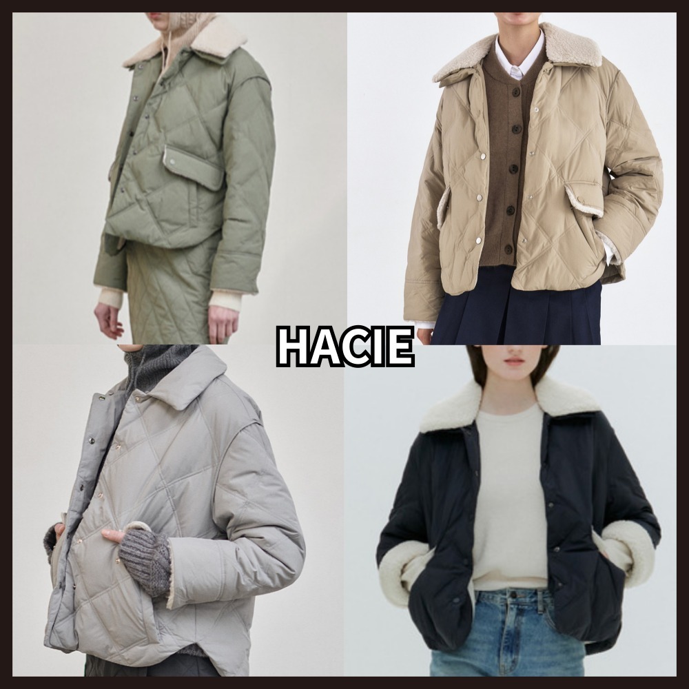 ★HACIE★ SHEARLING DETAIL GOOSE DOWN JACKET [4 COLORS]