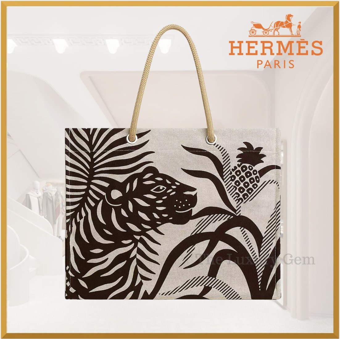 人気【HERMES】ティグレ ア ラナス ビーチバッグ