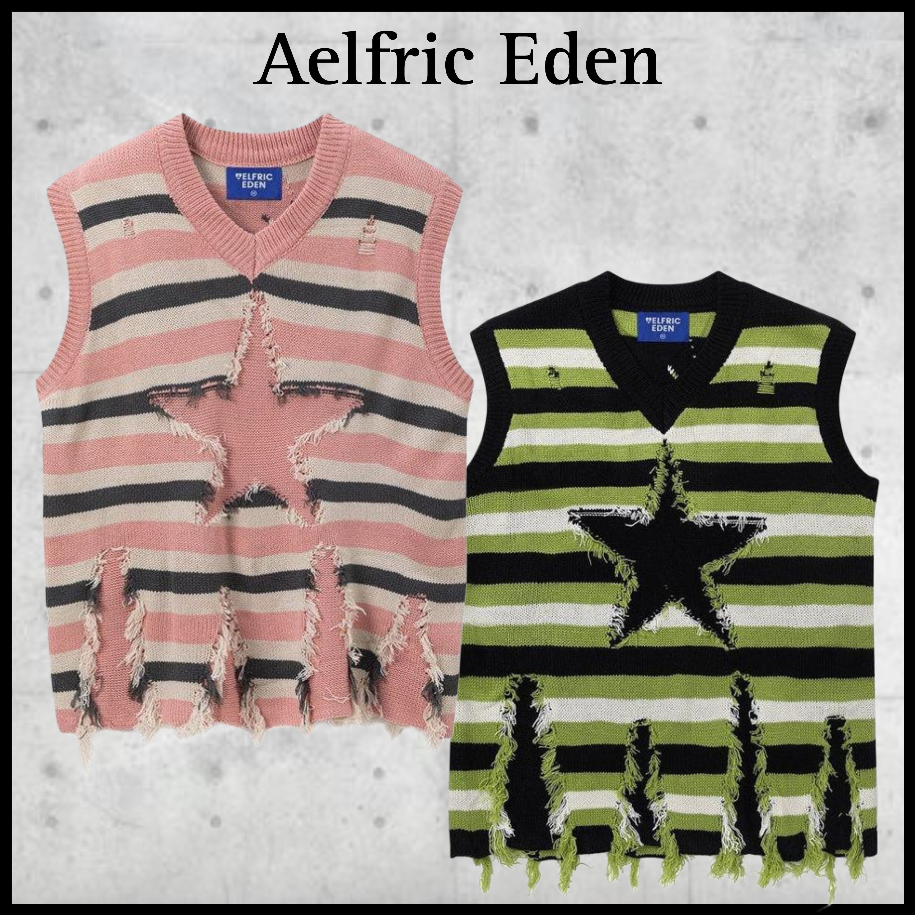 【Aelfric Eden】スターストライプ Vネック セーターベスト