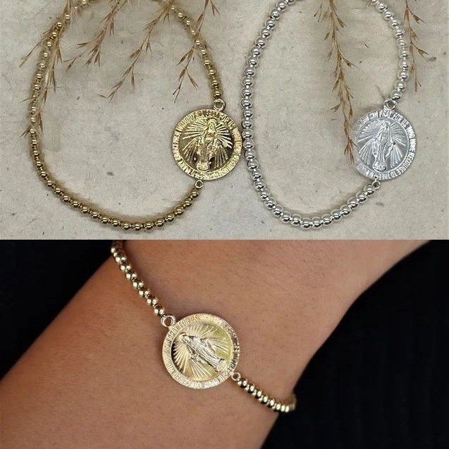 【TommassiniJewelry】Virgin Mary Beaded Stretchブレスレット