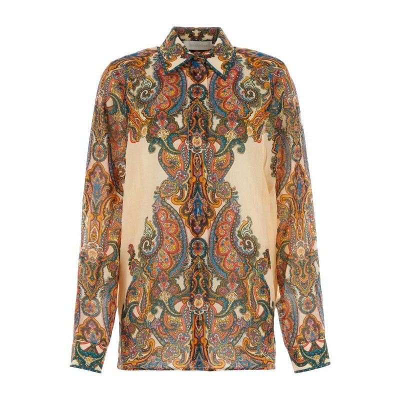 Tシャツ・カットソー Zimmermann Printed ramie oversize Ottie shirt