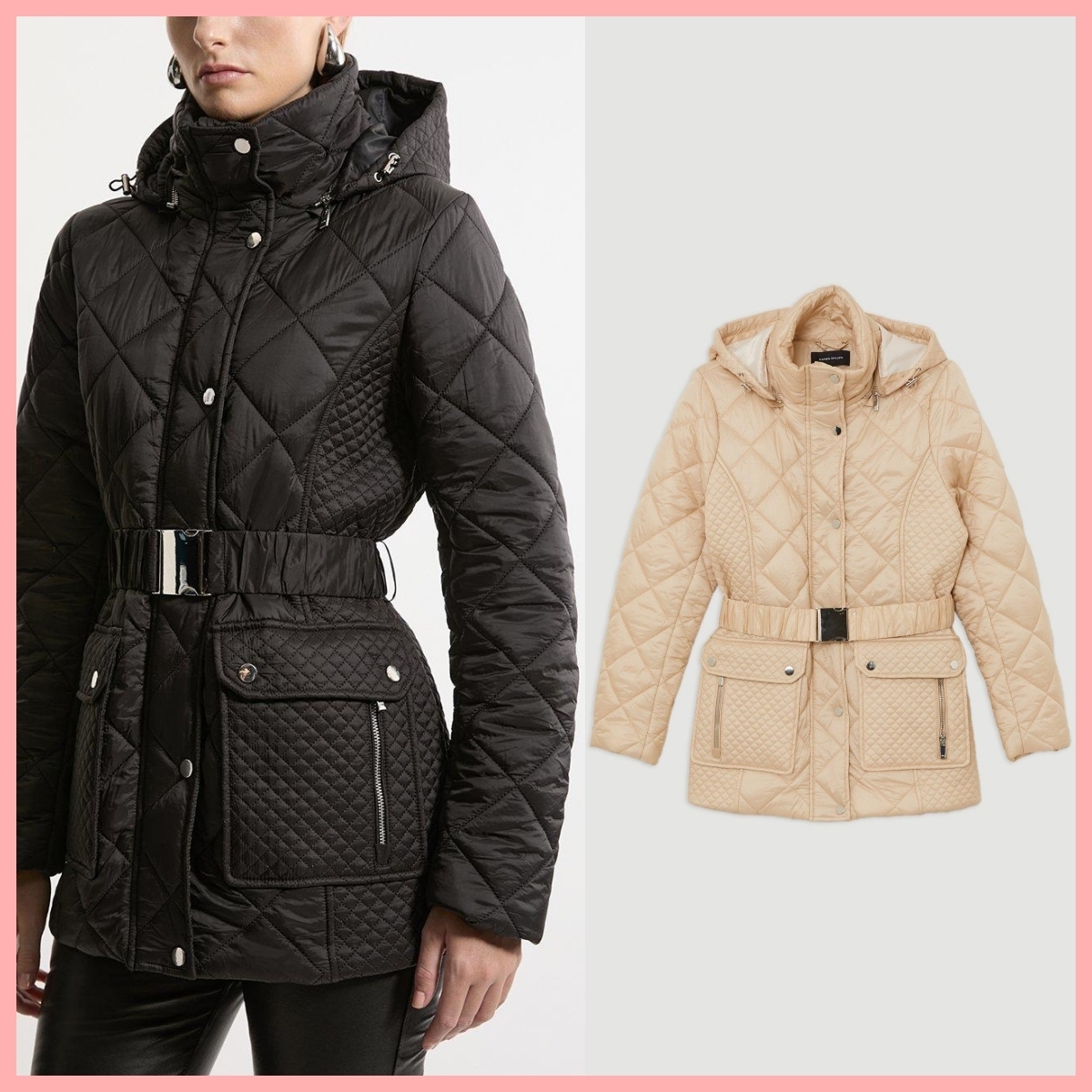 日本未入荷★Karen Millen フード付きキルティングコート