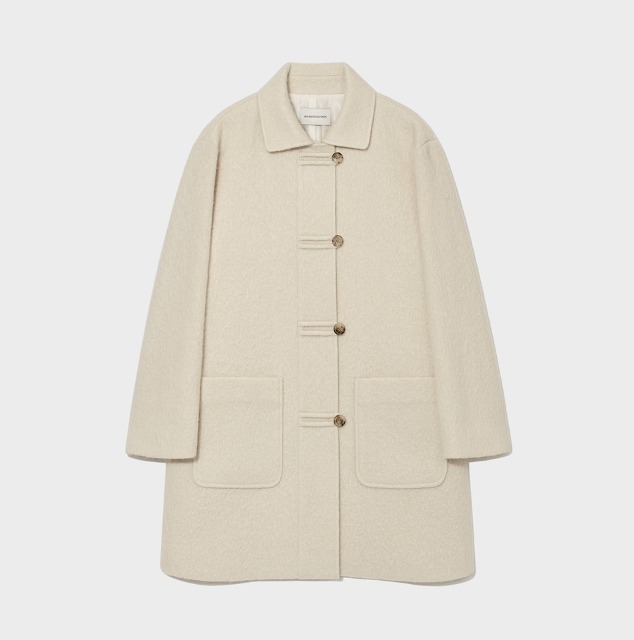 [KINDERSALMON] PF23 Alpaca Jeanne Half Coat Bone ☆送料込☆ KINDERSALMON】☆Alpaca Jeanne Half Coat☆2色☆韓国人気