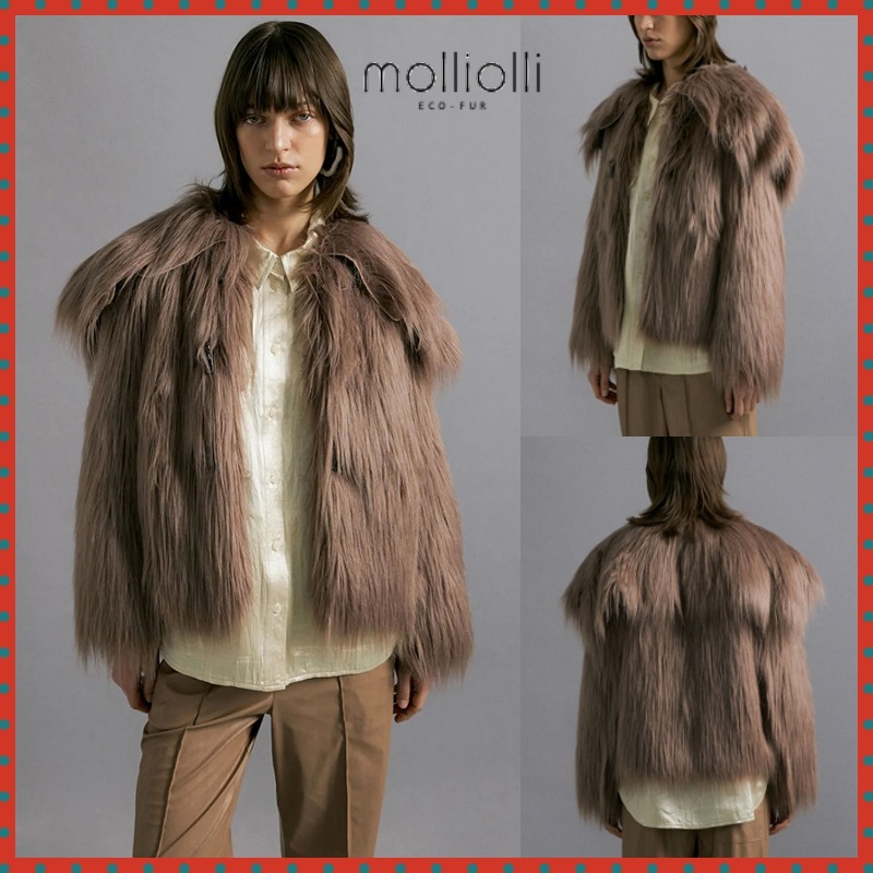 ムートン・ファーコート MOLLIOLLI AHER duffel fur jacket light brown