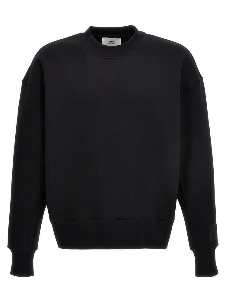 ★AMI PARIS★ Army / Men's Satin Patch Sweatshirt Black USW0