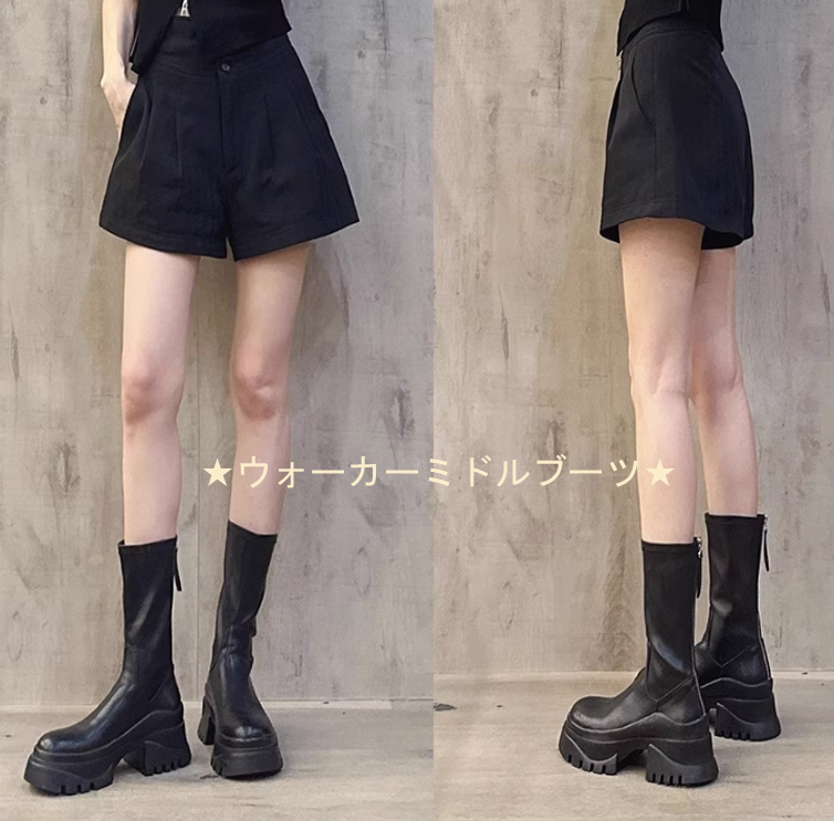 ラインがきれい★ウォーカーミドルブーツ(24-42)