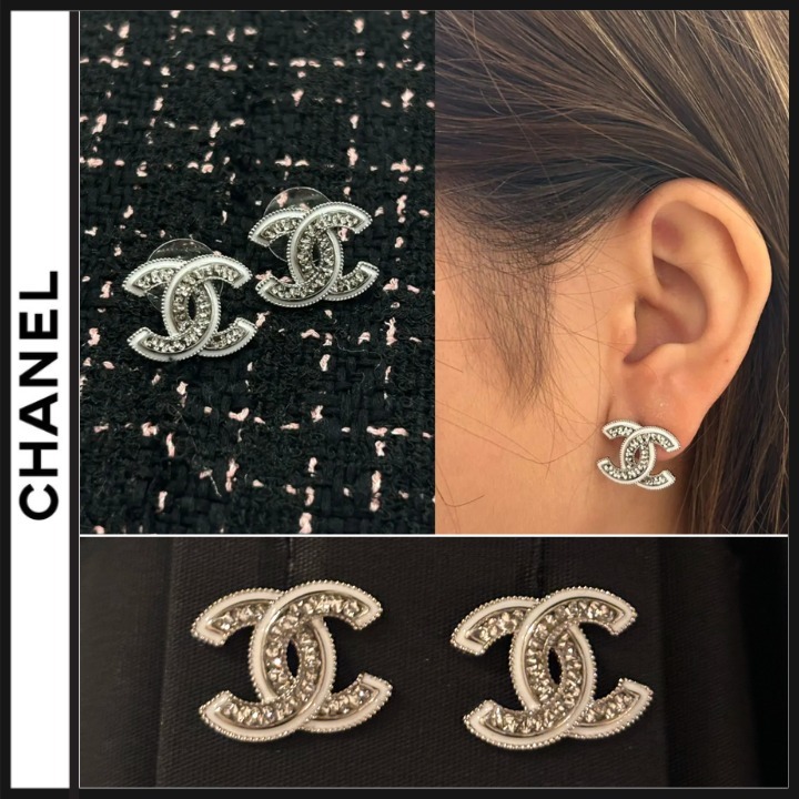 CHANEL《ホリデーにピッタリ♡》キラキラロゴピアス 25C