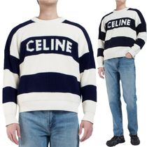 CELINE☆24FW ストライプ ロゴ コットン セーター MENS