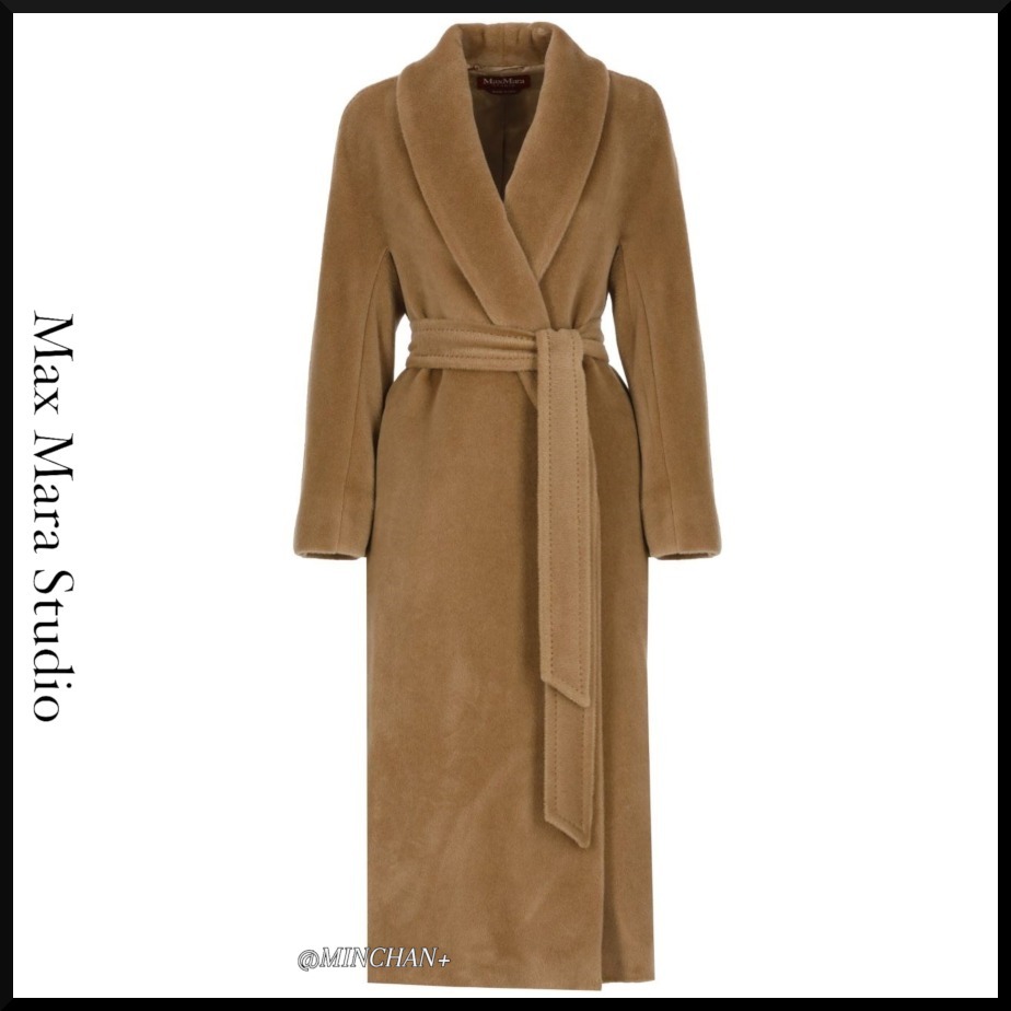 関税込み【Max Mara Studio】USA ベルト付きコート ロング