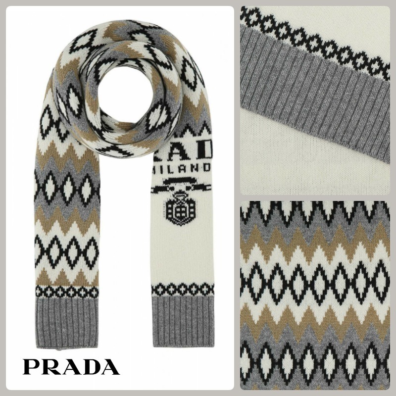 【PRADA】プラダ Women's muffler チェックスカーフ・マフラー
