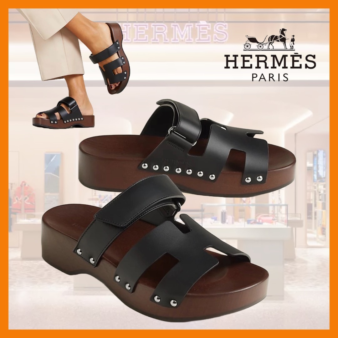 【おしゃれ/上品♪】Hermes Kos クロッグ / ノワール サンダル