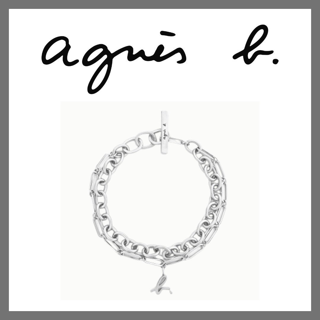 海外限定★agnes b. ロゴ ダブル チェーン ブレスレット