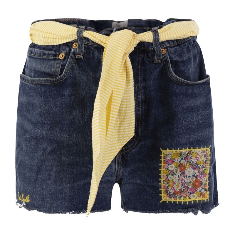 ショートパンツ MC2 Saint Barth Denim shorts with belt and patches