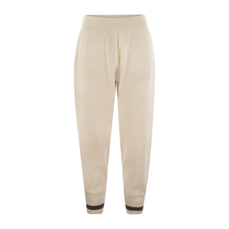 パンツ BRUNELLO CUCINELLI English rib cashmere knit trousers
