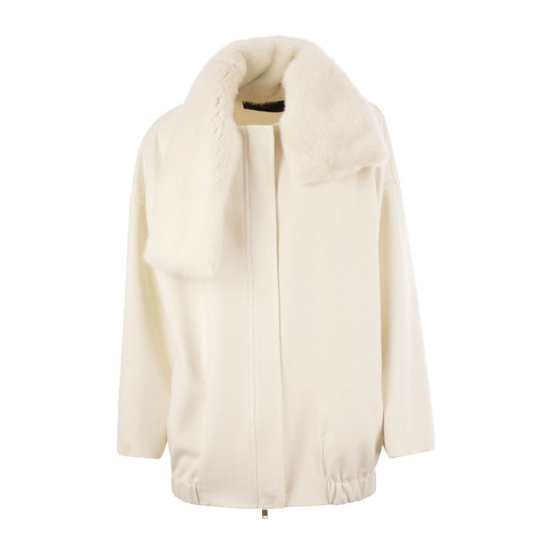 コート FABIANA FILIPPI Cashmere caban with fur collar