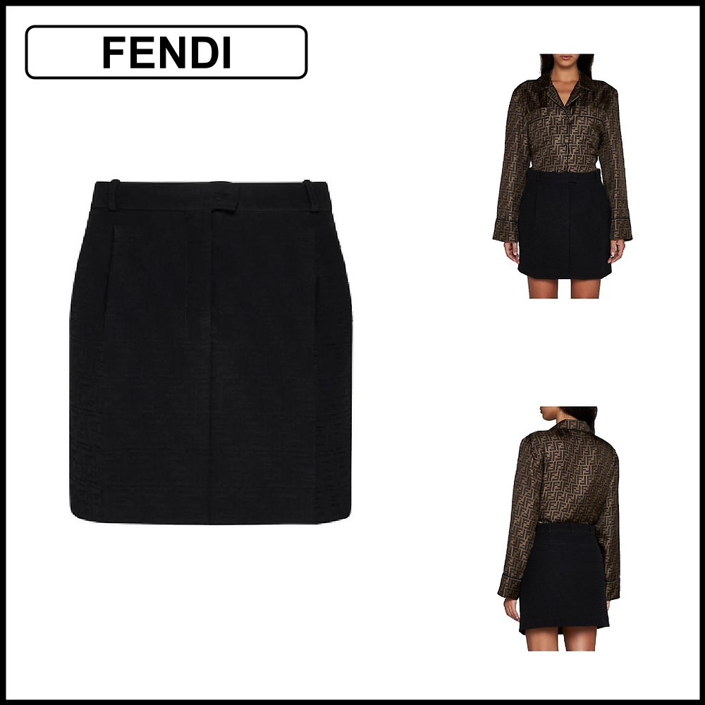☆FENDI☆FF ジャカード ミニ スカート☆SALE中