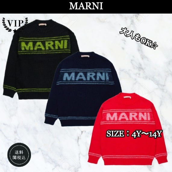 大人もOK☆【MARNI】ロゴ クルーネックニット 4Y〜14Y VIP価格☆
