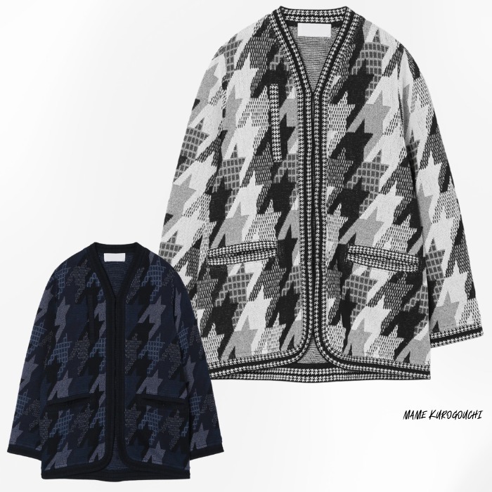 【アーバンなリラックス感】マメ HOUNDSTOOTH ニット ジャケット