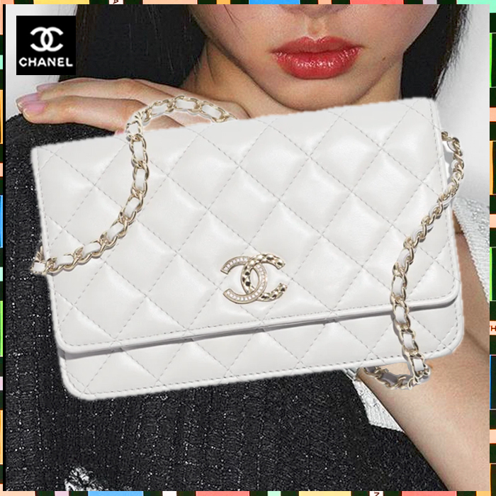 CHANEL CRUISE 2024/25《チェーンウォレット》ラム グレー 直営