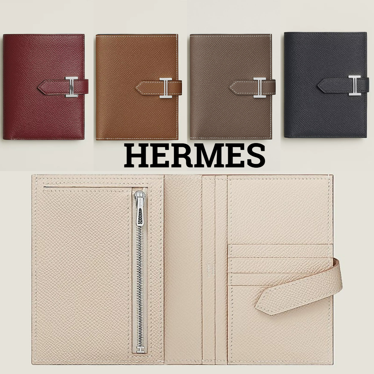 *HERMES*Bearn ベアン コンパクト 財布 エプソム×シルバー金具