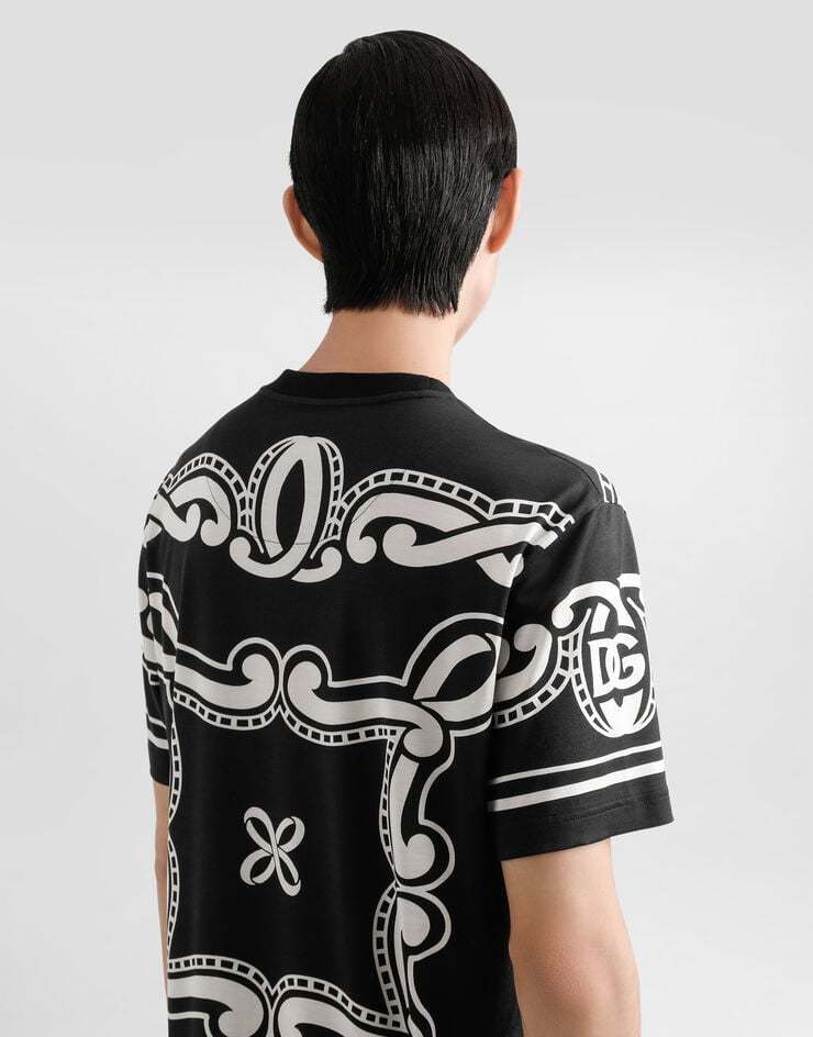 ★関税込★ Dolce&Gabbana バンダナプリント Tシャツ DOLCE&GABBANA】バンダナプリント シルクTシャツ メンズ (Dolce