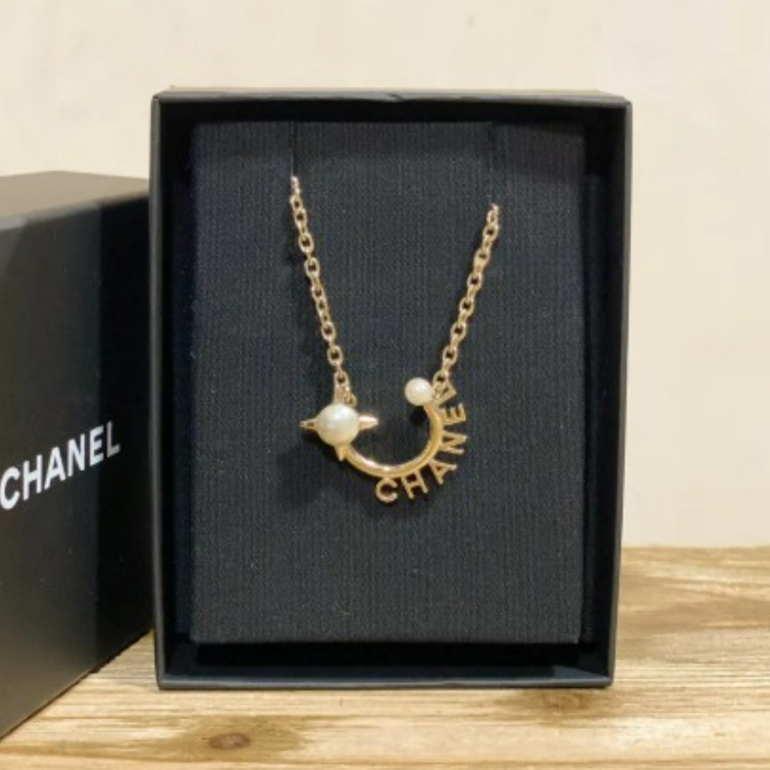【Chanel】シャネル★necklace★ハーフサークルパール★ゴールド