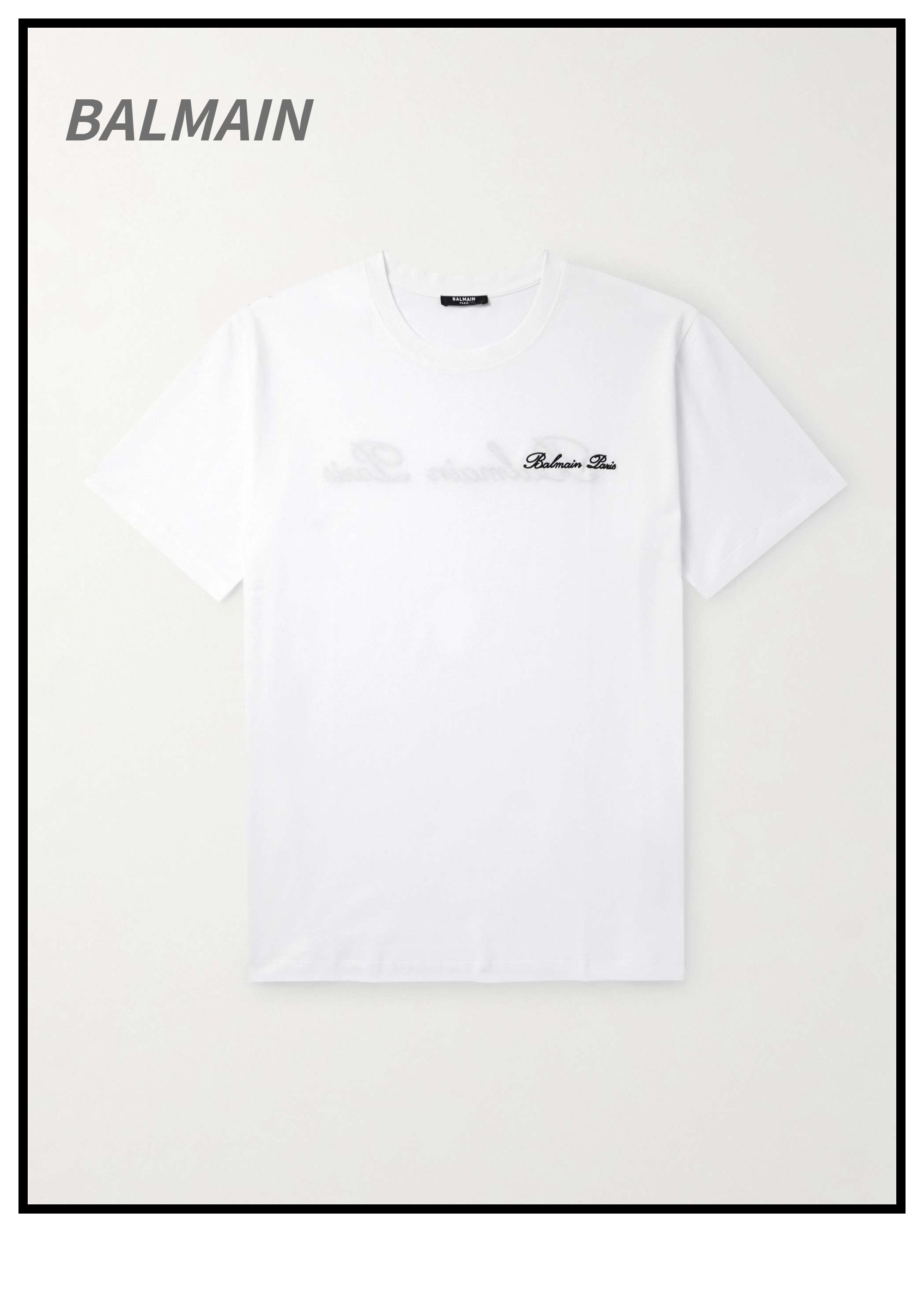 BALMAIN ロゴ刺繍コットンジャージーTシャツ