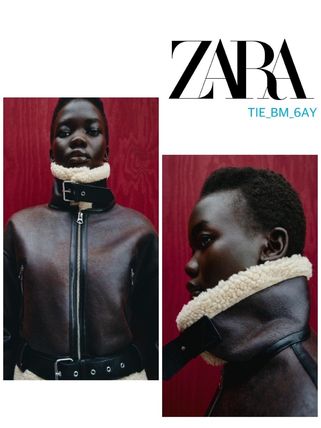 新品 ZARA ダークブラウン ショート丈レザージャケット