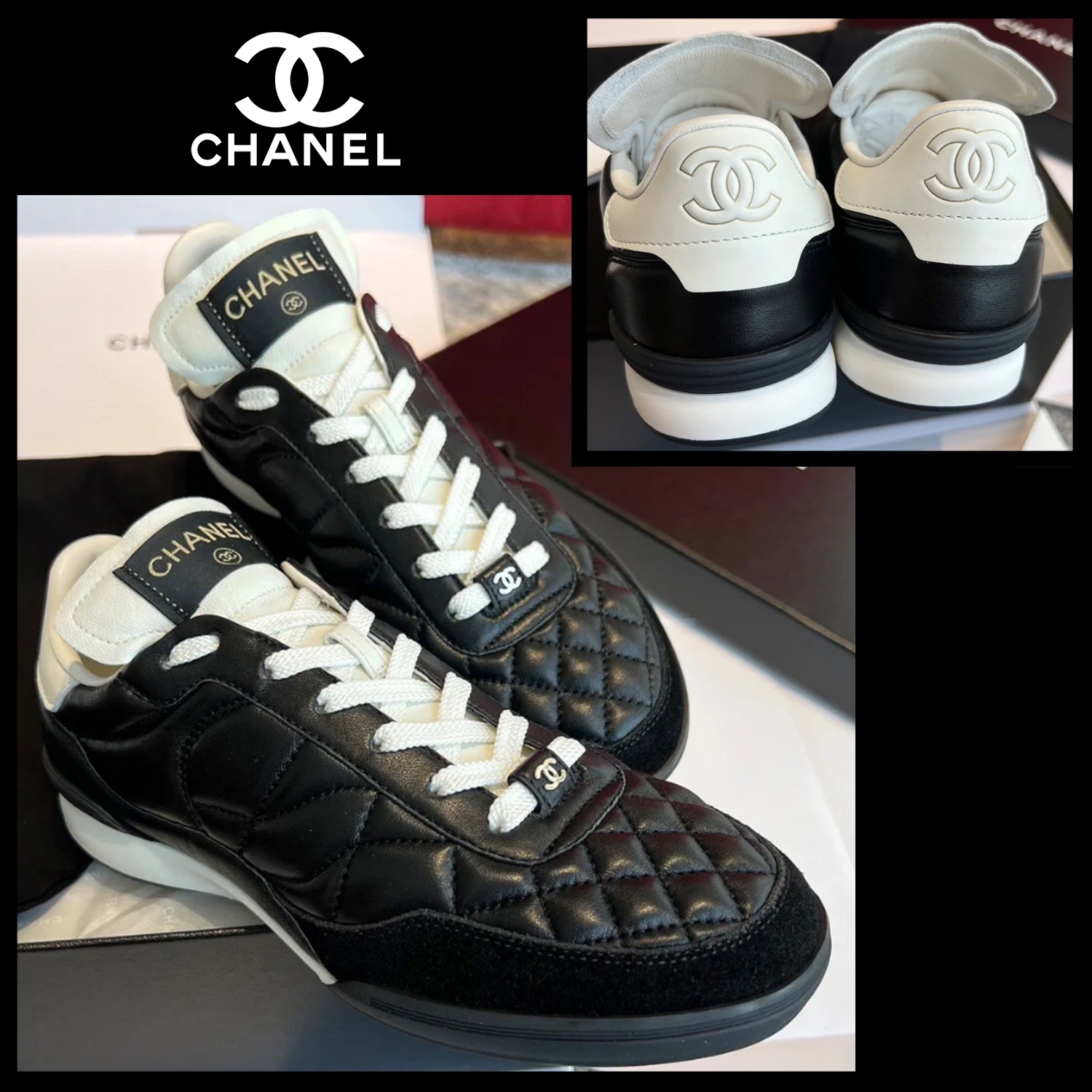 エレガントブラック♪【 CHANEL 】シャネル スニーカー 25C