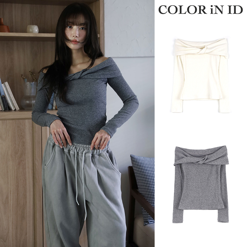 【COLOR iN ID】Muller twist off-shoulder top