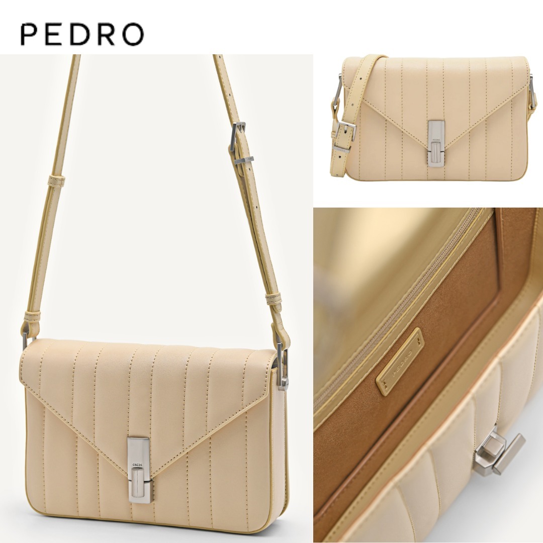 台湾 ペドロ PEDRO Margot レザーパネルショルダーバッグ