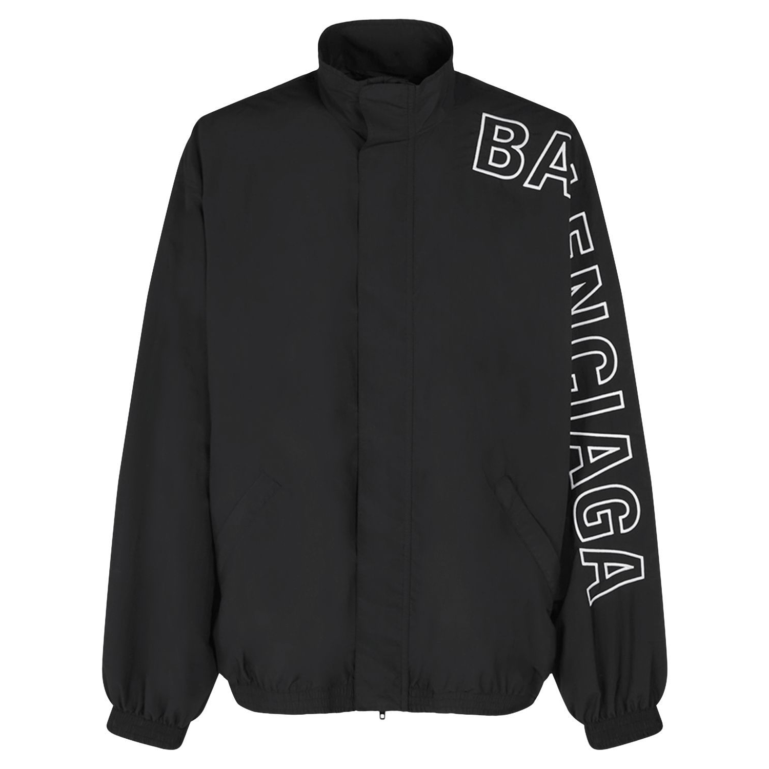 BALENCIAGA OUTLINE ロゴ ナイロン トラックジャケット ブラック org.jpg