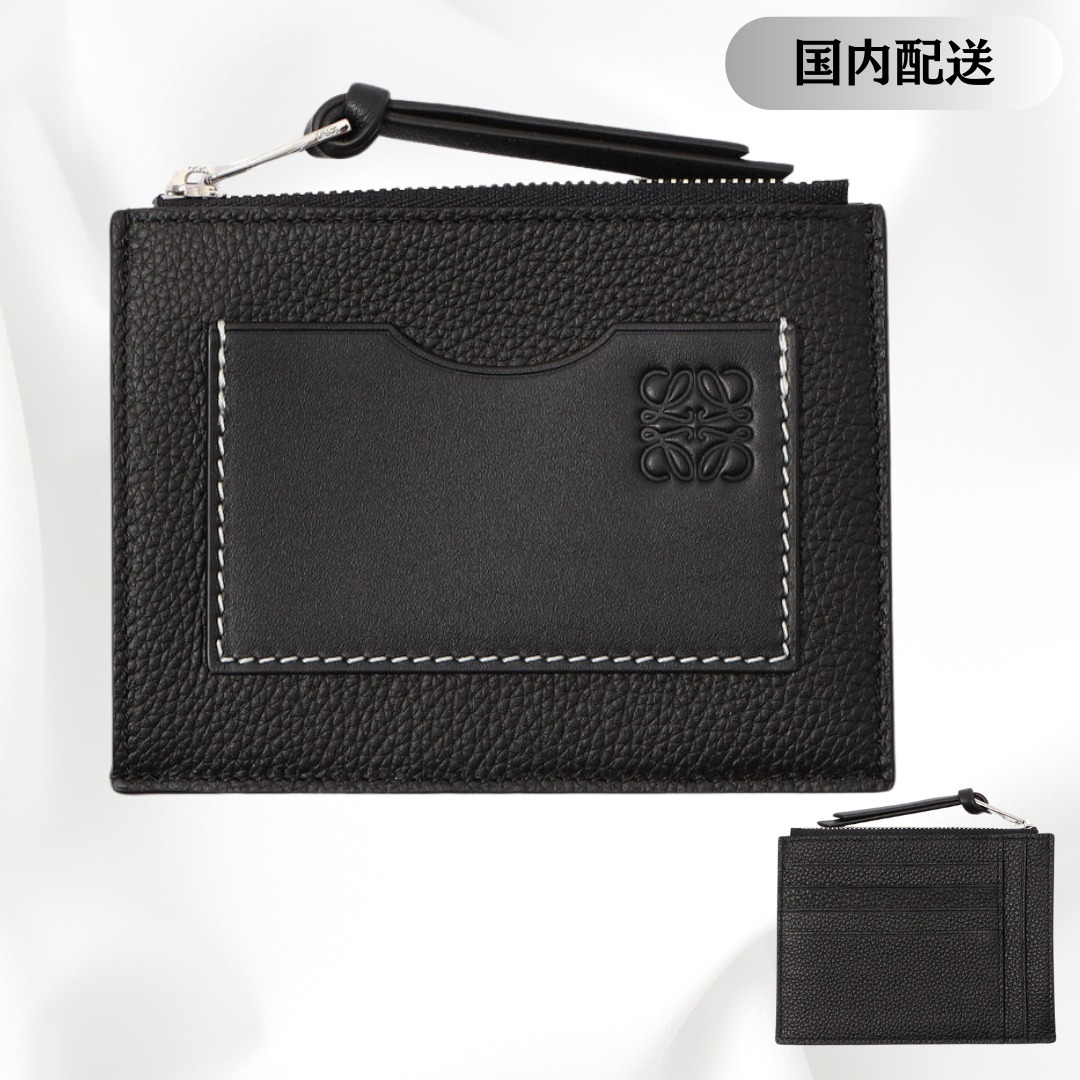 完売必至【ロエベ】24AW スクエアコインケース レザー ブラック
