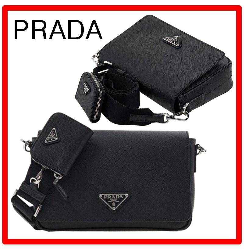 ★韓国の人気【PRADA】★サフィアーノレザー ショルダーバッ.グ