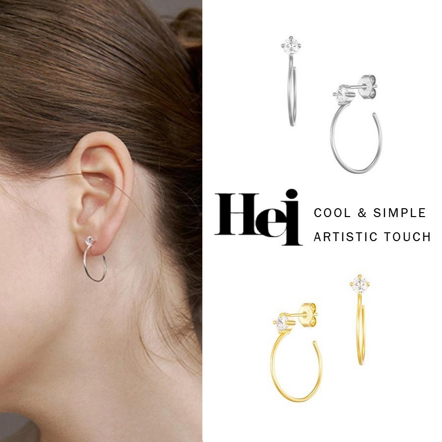 韓国発【Hei】cubic thin hoop earring / ピアス