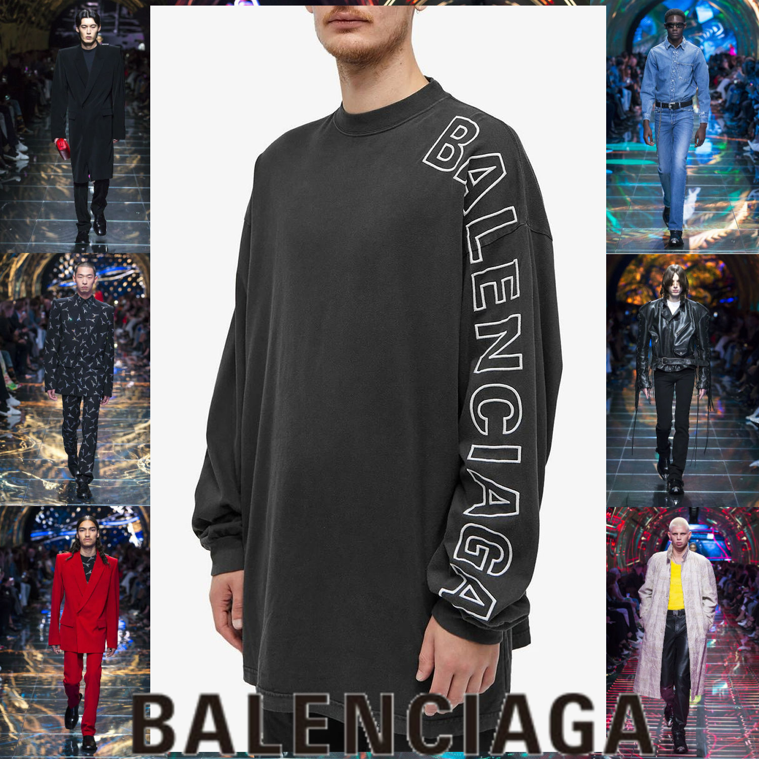 BALENCIAGA OUTLINE ロゴ オーバーサイズ ロングTシャツ