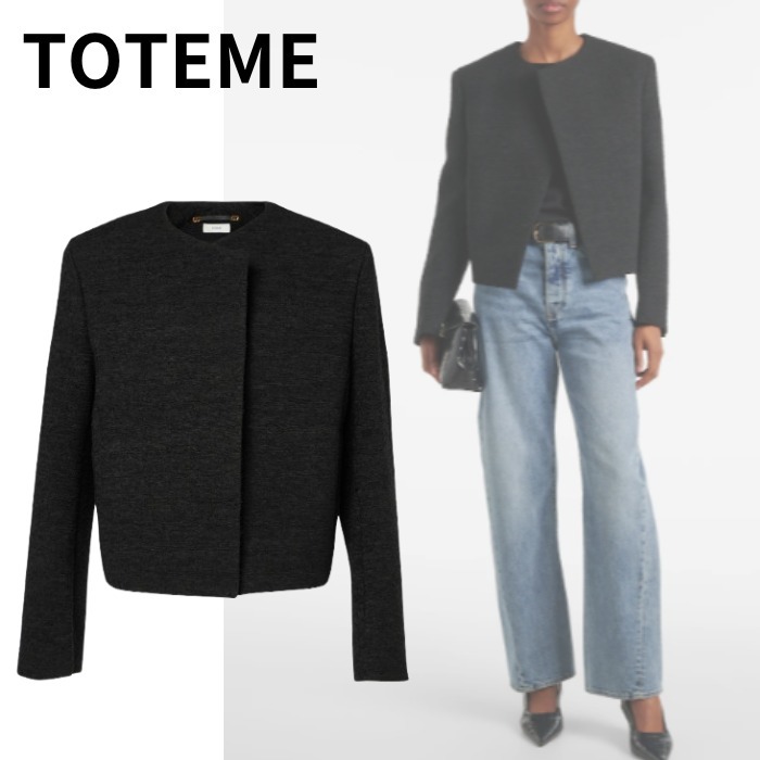 【TOTEME】クロップド ブークレ ジャケット ブラック