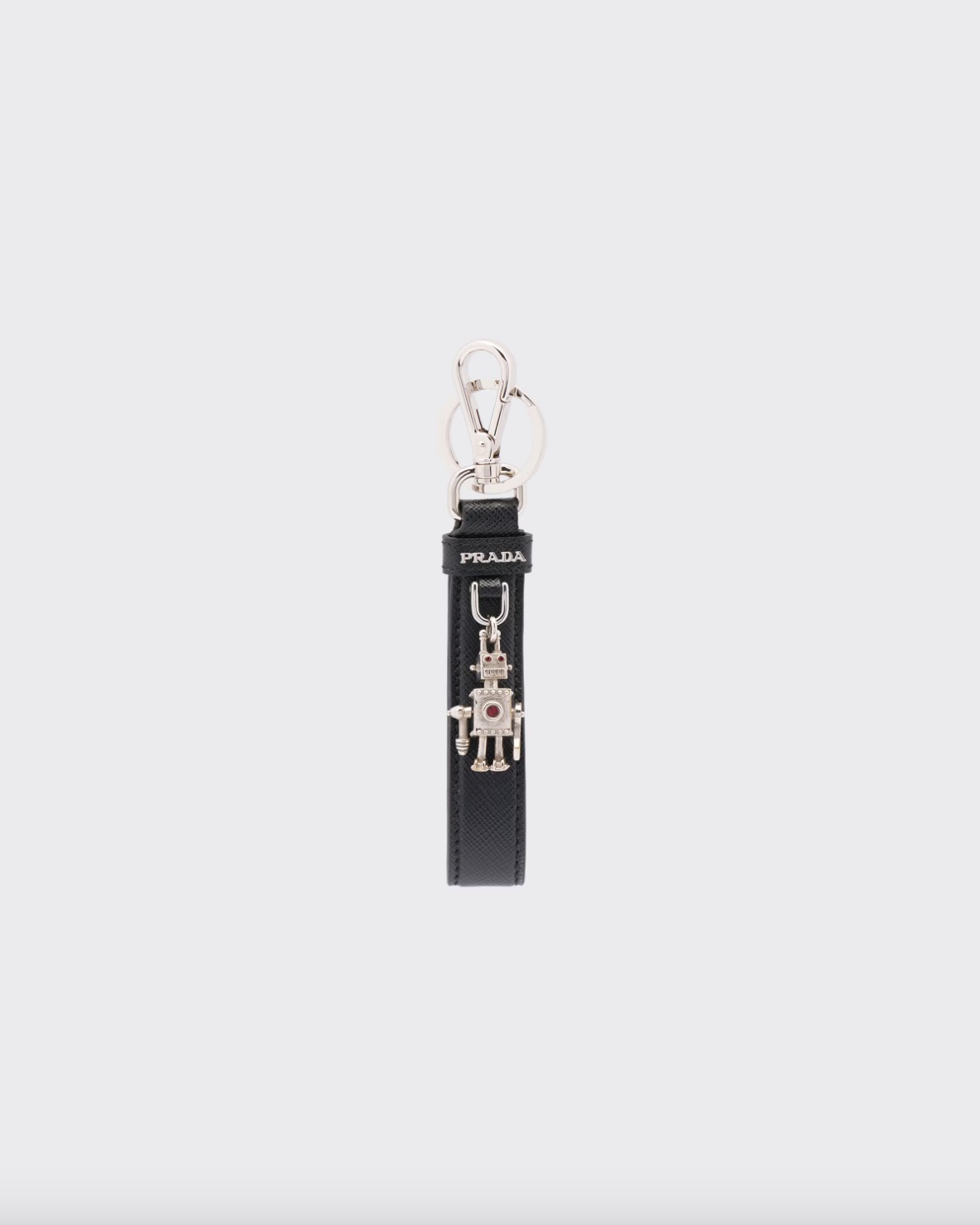 【PRADA】 サフィアーノレザーメタルキーチェーン ★送料込★ 直営店☆PRADA☆サフィアーノレザーとメタルのキーチェーン